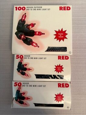 Vintage 1998 Red Christmas Holiday String Lights 200 Bulbs